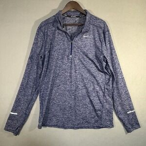 Nike Running 1/4 Zip Pullover Men's Large Dri Fit Active Wear Stretch Blue